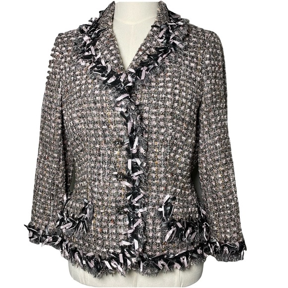 Rickie Freeman for Teri Jons Tweed BlazerGray,Lavender&BlackWomen’s Size 10